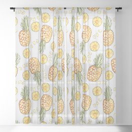 Pineapple by Kerry Beazley Sheer Curtain