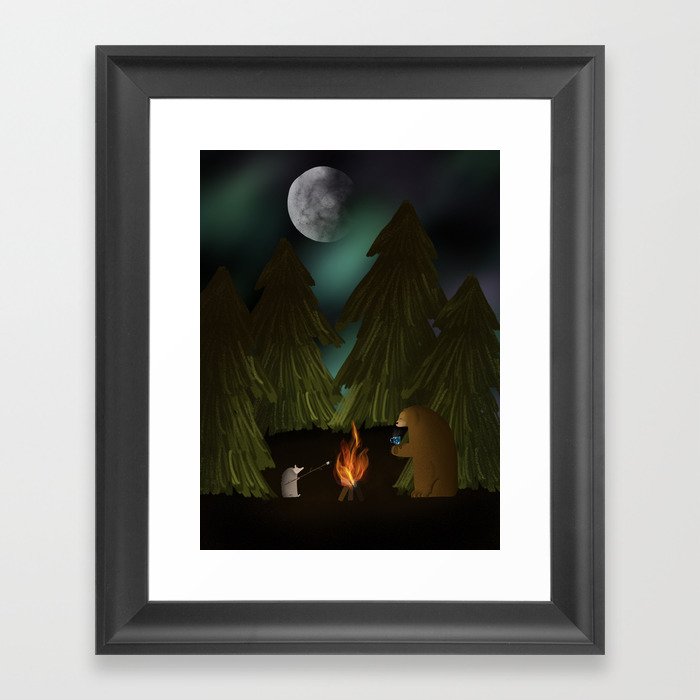 Campfire friends Framed Art Print