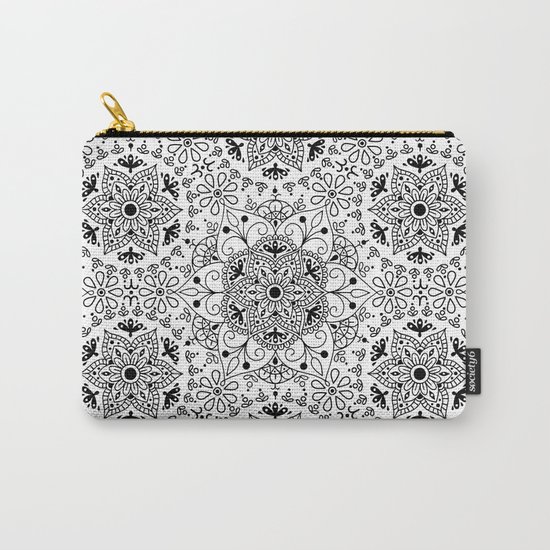 Mandala_White and Black Carry-All Pouch