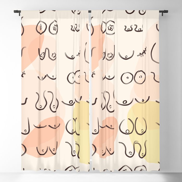 Modern Abstract All Boobies are Beautiful Blackout Curtain by EDMproject