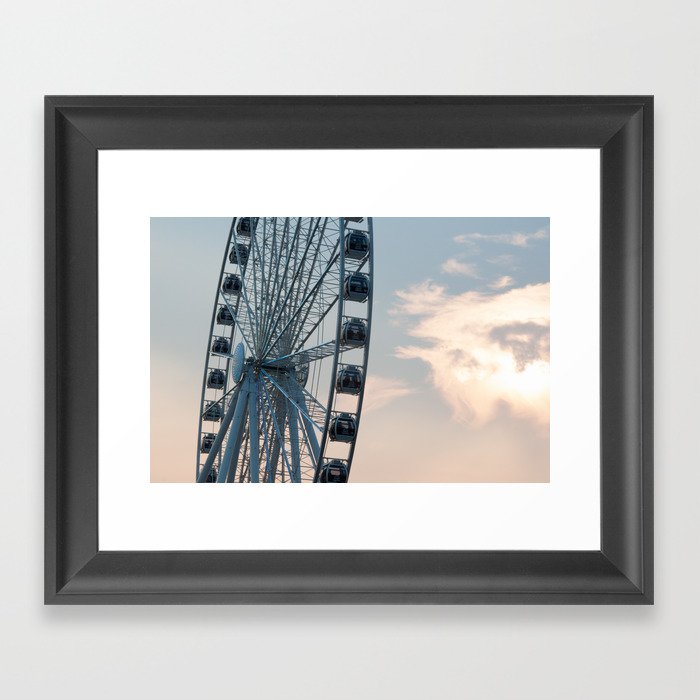 Seattle Ferris Wheel at Sunset Framed Art Print