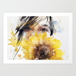 Sunflower girl Art Print