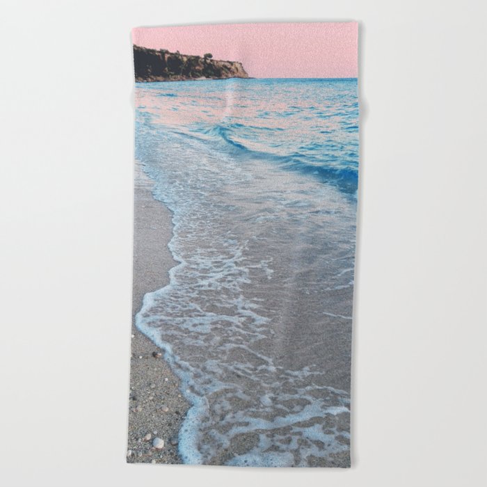 Pink Ocean Sunset Beach Towel