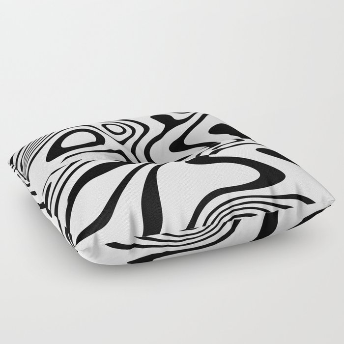 Organic Shapes And Lines Black And White Optical Art Floor Pillow