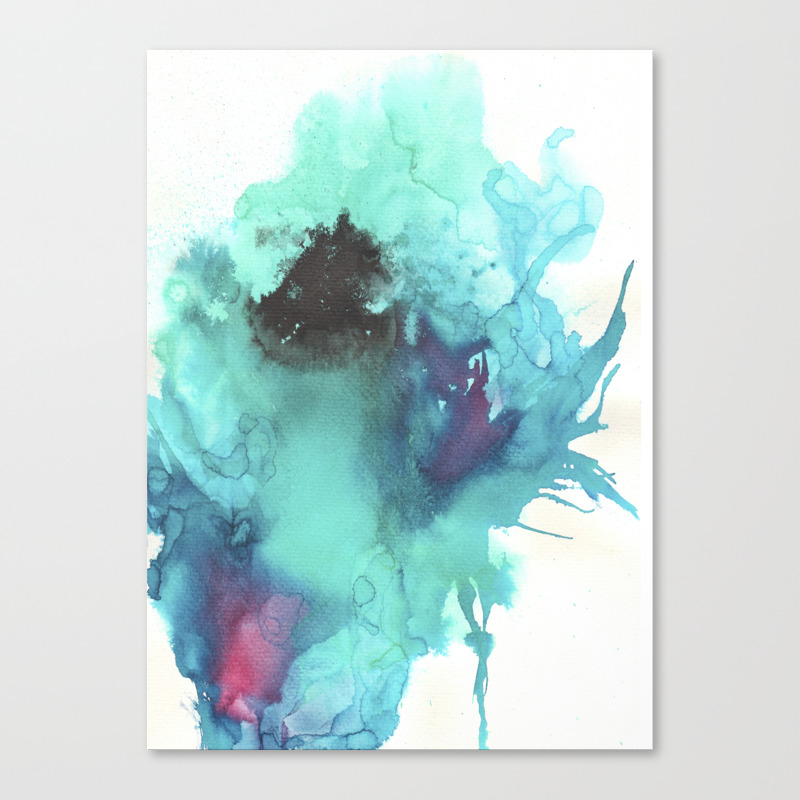 Blue Splash Abstract Watercolor Art Canvas Print By Artention