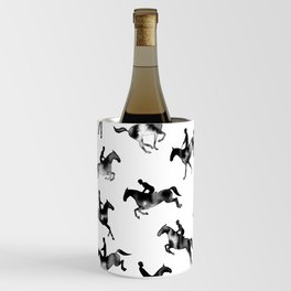 Watercolor Showjumping Horses (Black) Wine Chiller