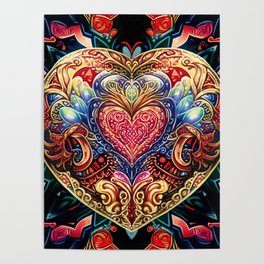 Groovy "Trippy Hippie" hearts and valentines Poster