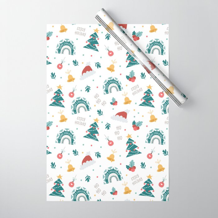 Ho Ho Ho Enjoy Holiday christmas pattern Wrapping Paper
