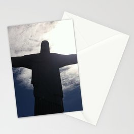 Brazil Photography - Christ The Redeemer Under The Cloudy Sky Stationery Card
