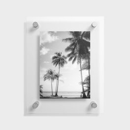 Palm Trees And Sunshine At The Beach in Black & White Floating Acrylic Print