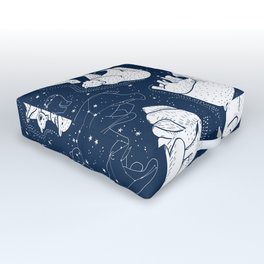 Polar Bear and Constellation Arctic Night Sky Stars Outdoor Floor Cushion | Constellations, Stars, Child, Mother, Sky, Blue, Winter, January, Arctic, Baby 
