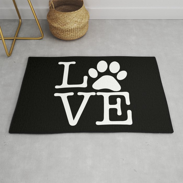 Love Pets Paw Cute Typography Rug