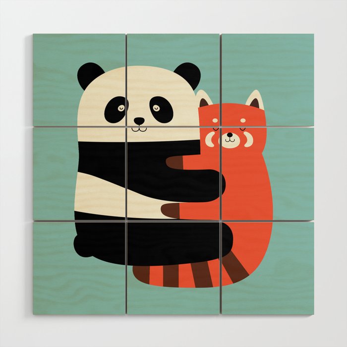 Panda Hugs Wood Wall Art