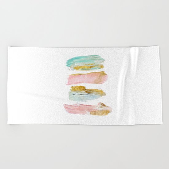 Pastel and gold strokes Beach Towel