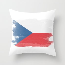 Czech Republic flag brush stroke, national flag Throw Pillow