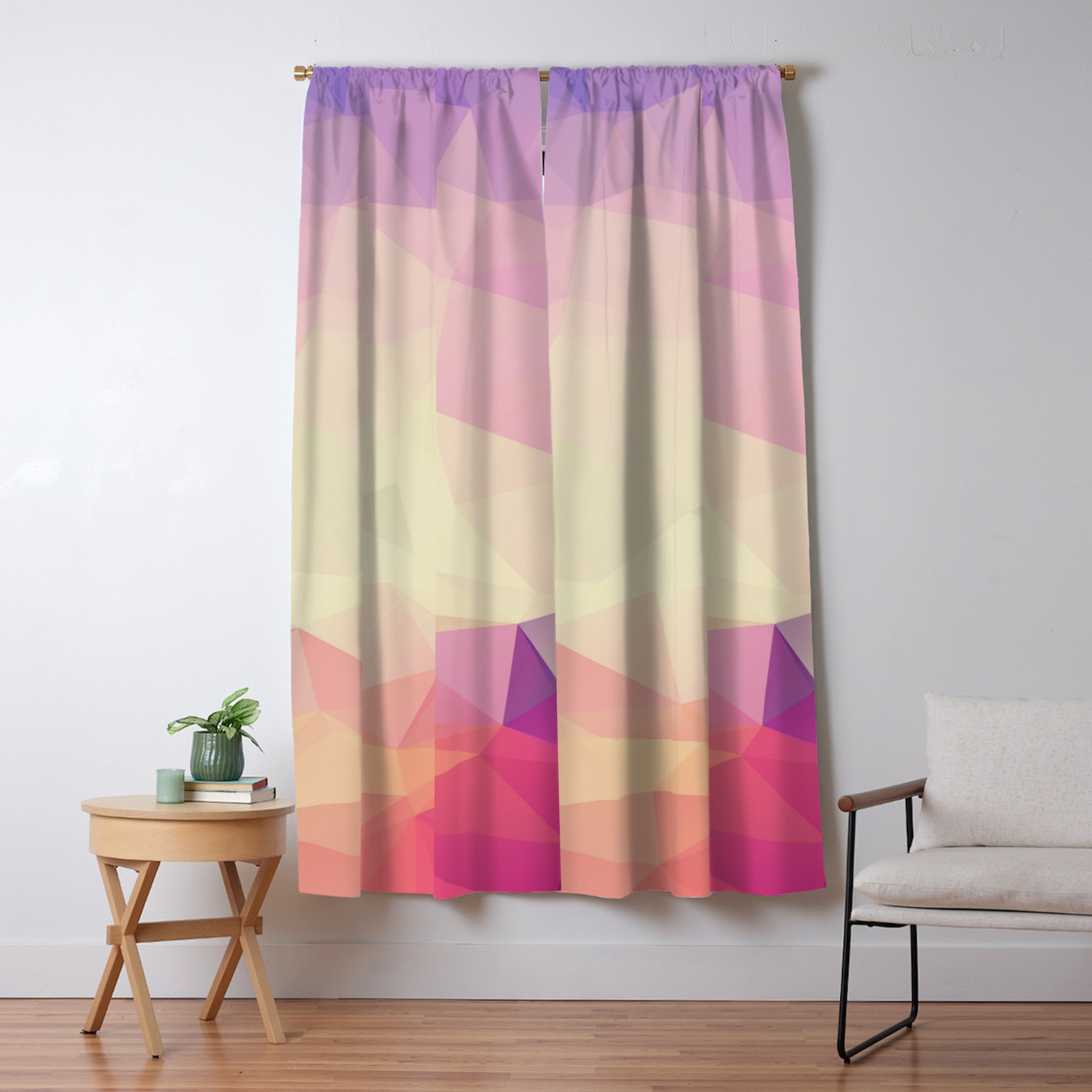Shining Abstract Polygon Pattern Yellow Purple Pink And Orange