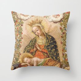 The Virgin Adoring the Christ Child with Two Saints Throw Pillow