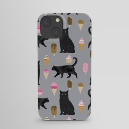 black cat ice cream cat lover pet gifts cute cats iPhone Case