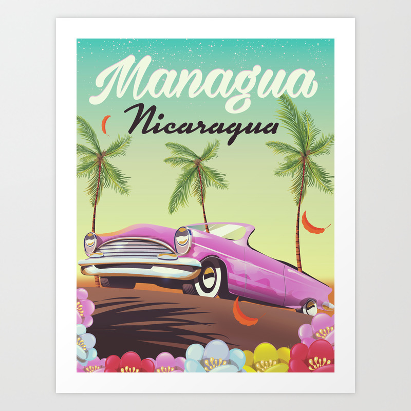 Managua Nicaragua Travel Poster Art Print By Nicholasgreen Society6