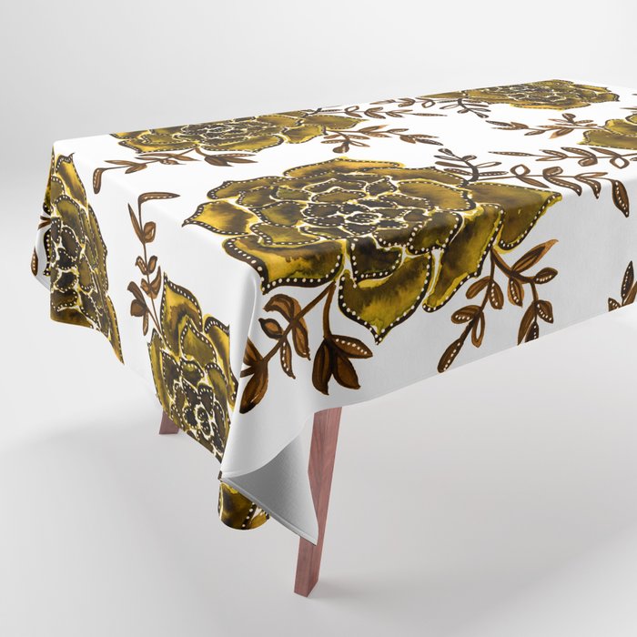 Watercolor houseleek - amber Tablecloth