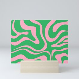Pink and Spring Green Modern Liquid Swirl Abstract Pattern Mini Art Print