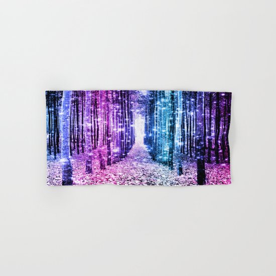 Magical Forest : Aqua Periwinkle Purple Pink Ombre Sparkle Hand & Bath Towel