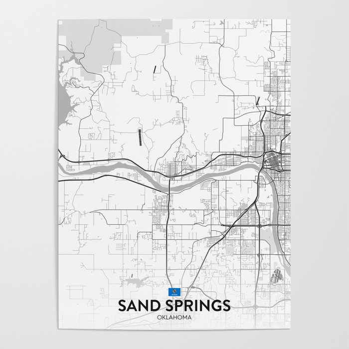 Sand Springs, Oklahoma, United States - Light City Map Poster