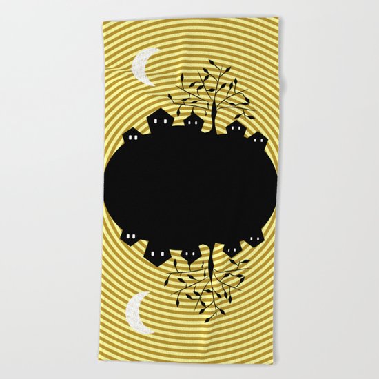 Quiet village at night Beach Towel