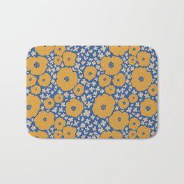 Gold Blooms on Blue Bath Mat