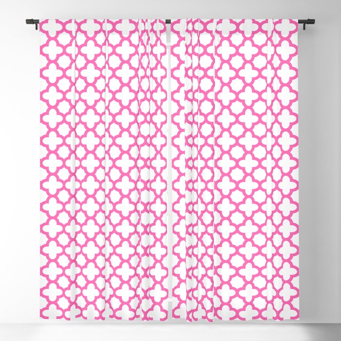 Hot Pink Quatrefoil Pattern Blackout Curtain