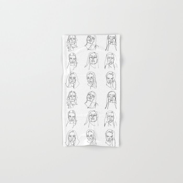 LINE ART FEMALE PORTRAITS V-I-I Hand & Bath Towel