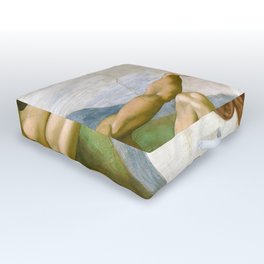 The Creation of Adam Painting by Michelangelo Sistine Chapel Outdoor Floor Cushion