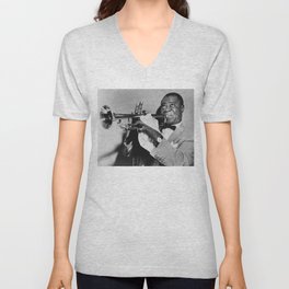 Black and White Photo of Louis Armstrong V Neck T Shirt