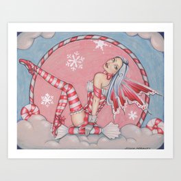 Peppermint Fairy Art Print | Holidayfairy, Colored Pencil, Christmasart, Christmasfairy, Peppermintcandies, Drawing, Jmmstudios, Holidayart, Fairyart, Fantasyart 