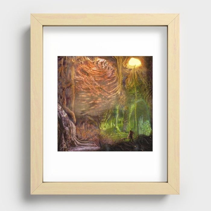 Warrior Enters a Cave of Mystery Recessed Framed Print