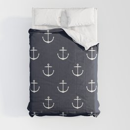 Yacht style. Anchor. Navy blue. Comforter