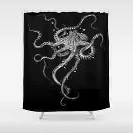 Octopus (black) Shower Curtain