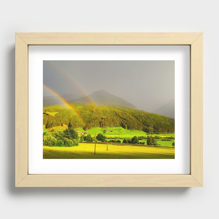 Rainbow in the mountains Recessed Framed Print