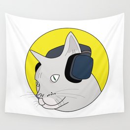 Musical Cat with a Headphone Wall Tapestry