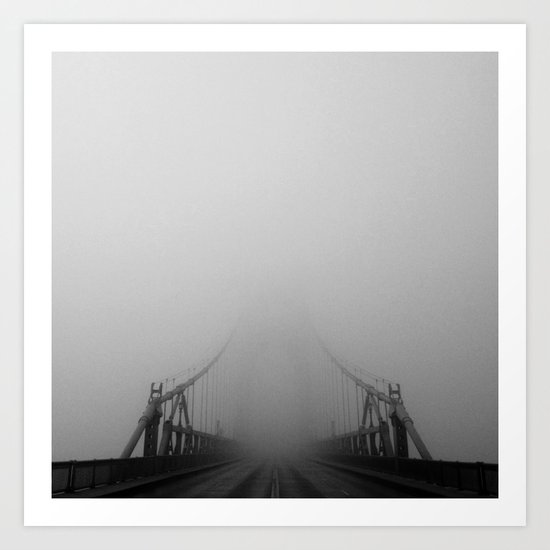 St Johns Bridge in Fog 1, Portland, Oregon Art Print