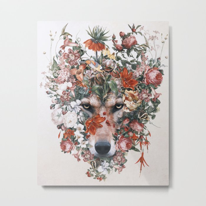 Flower wolf Metal Print