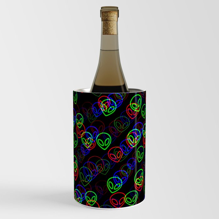 RGB Alien Outline Glitch Wine Chiller
