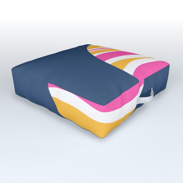 Deep Sea - Blue Pink Orange Abstract Minimalistic Art Design Pattern Outdoor Floor Cushion