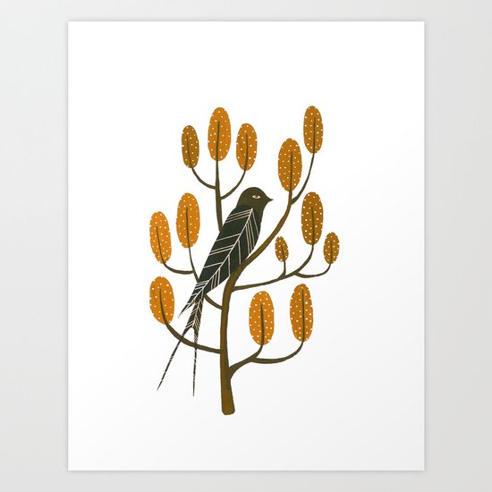 Swallow - golden brown Art Print