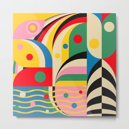 Barcelona Artists Inspired Abstract Geometry  Metal Print | Cityillustration, Abstractgeometry, Picasso, Vibrantcolor, Cubism, Travel Wall Art, Colorful, Coastal, Miro, Travelposter 