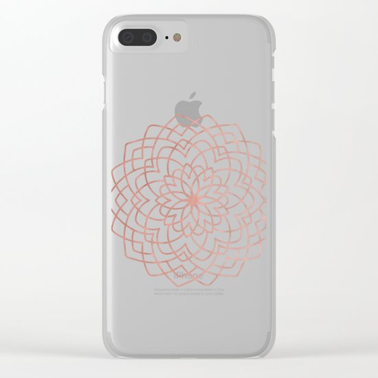 Mandala Blossom Rose Gold on White Clear iPhone Case