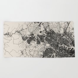 Sydney Australia - Black and White City Map Beach Towel