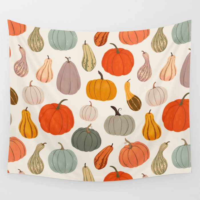 Autumn Pumpkins and Squash Wall Tapestry