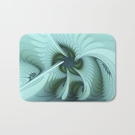 Green Lights in a blue Fantasy Fractal Bath Mat