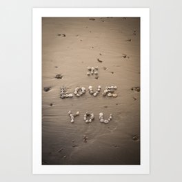 I Love You in the sand Art Print